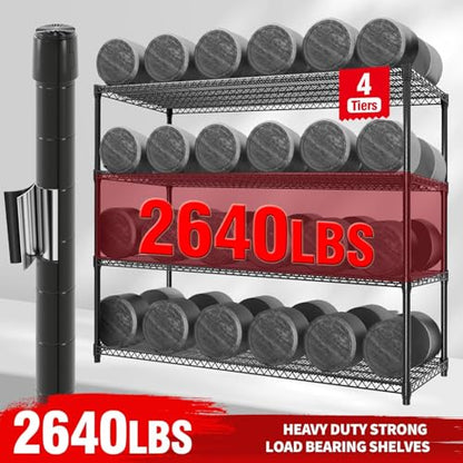 Garvee 4-Tiers Storage Shelves 2640LBS Heavy Duty Metal Shelves with Wheels - size: 59.06"W x 73.87"H x 23.92"D
