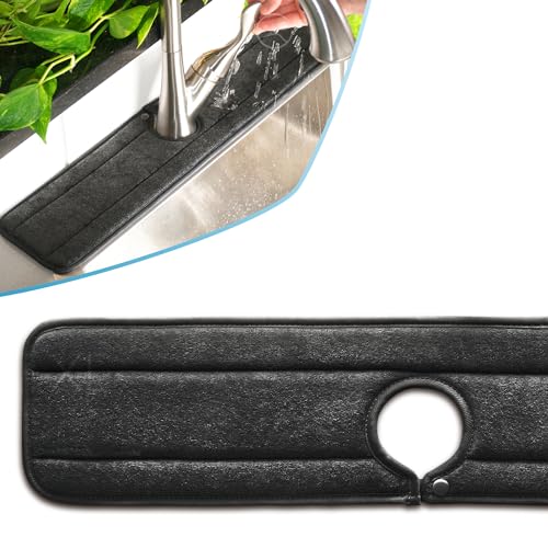 Ternal Original SINKMAT 24in XL Faucet Splash Guard Extra Long Microfiber Sink Drip Catcher Mat Non Slip Countertop Protector Drying Pad for Kitchen Bathroom RV Machine Washable Black - size: 24in
