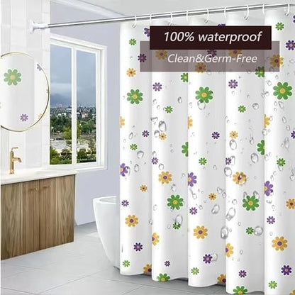 TIKABC Shower Curtain Liner, 4G PEVA Shower Liner, Plastic Waterproof Shower Curtains, with Grommet Holes and 3 Magnetic Weights(Purple Flower)
