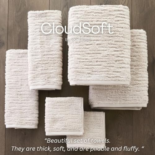 SKL Home CloudSoft Cotton Luxury Bath Towel, Oatmeal - color: Oatmeal, style: Bath Towel