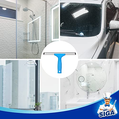 MR.SIGA Professional Window Squeegee & Microfiber Window Scrubber, 10 inch | 2 in 1 squeegee window cleaner tool - size: 10-inch