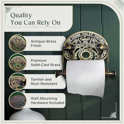 Renovators Supply Manufacturing Toilet Paper Holder Stand Wall Mount 7.5 in. Brass Toilet Paper Roll Holder - color: Brushed Brass Crown