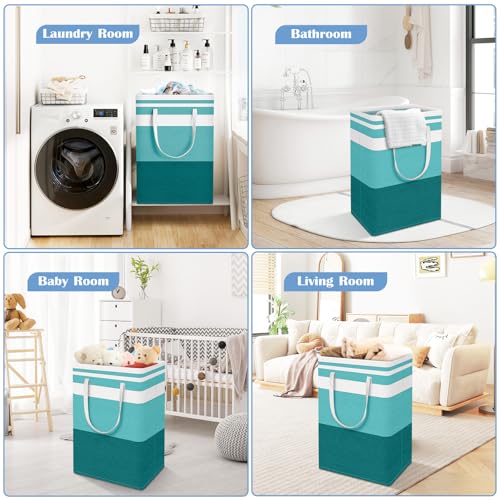 BlissTotes 3-Pack Laundry Basket, Collapsible Laundry Hamper, Green, 88L | Laundry Clothes Hamper, Hampers for Bedroom, Freestanding Hamper with Handles, Clothes Laundry Basket - color: Green, size: 88L