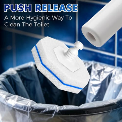 COBETE Disposable Toilet Brush Wand 2 Kit with 60 Refills, Efficient Deep Scrubbing Toilet Bowl Cleaner Wand for Bathroom Toilet Cleaning