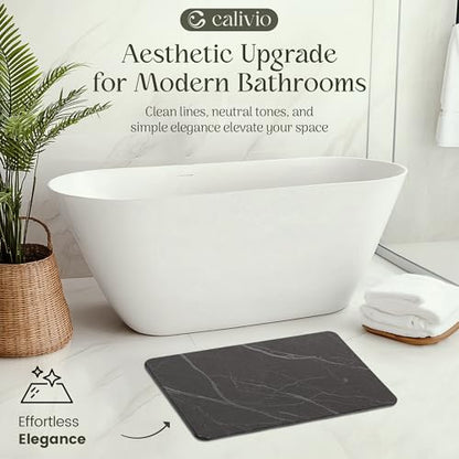 Quick Dry Shower Stone Bath Mat, Super Absorbent & Non-Slip 24 x 16 Inch Diatomaceous Earth Mat, Durable & Easy to Clean Diatomite Bath Mat for Bathroom Floor/Kitchen (Charcoal) - color: Charcoal