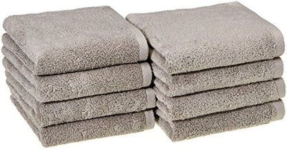 Amazon Basics 100% Cotton Lightweight Quick-Dry Hand Towel, 28" x 16", Platinum, 8-Pack - color: Platinum, size: 28" x 16", style: Hand Towel (Pack of 8)