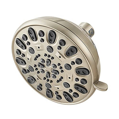 High Pressure Shower Head VMASSTONE 4.7" Rain Fixed Showerhead 7-Spray Setting with Adjustable Brass Swivel Ball Joint - Excellent Replacement for Your Bath Shower Head (FM-001 Brushed Nickel) - color: Brushed Nickel