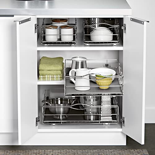simplehuman 14 inch Pull-Out Cabinet Organizer, Heavy-Gauge Steel Frame, gray - size: 14-Inch