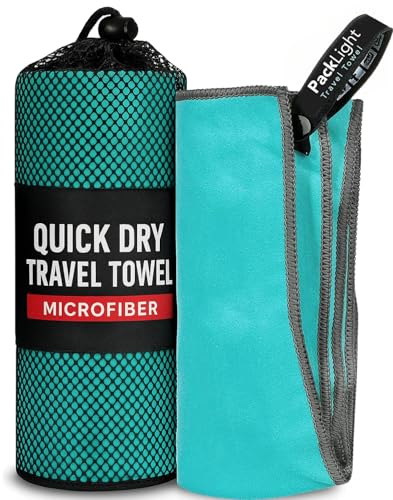 Youphoria Microfiber Travel Towel Fast Drying Lightweight - Quick Dry Towel for Camping, Beach, Backpacking, Hiking & Sport - color: Mint/Gray, style: 20" x 40" (Small)