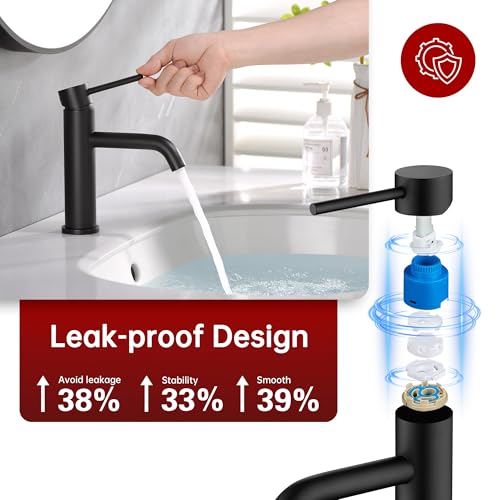 SUMERAIN Matte Black Bathroom Sink Faucet Single Handle Single Hole | Lead-Free, Stainless Steel, with Faucet Supply Lines, Easy DIY Install - color: Matte Black, size: Undermount Sink faucet