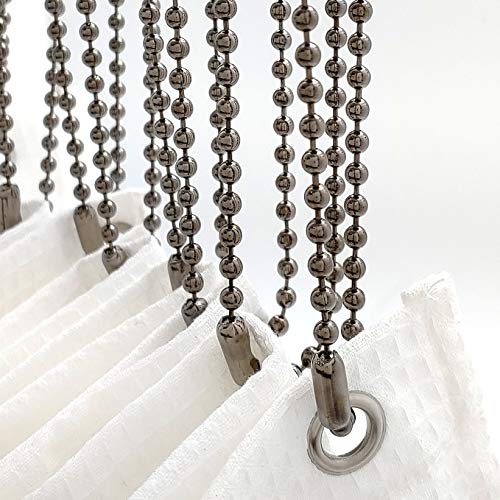Black Nickel Shower Curtain Hooks, 55 Inch Ball Chain Design, 12 Pack Rust-Resistant Metal Curtain Rings for Bathroom Rods, Heavy Duty 4.5mm Shower Curtain Hangers - color: Black Nickel
