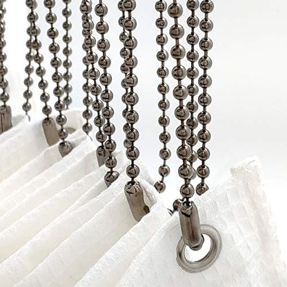 Black Nickel Shower Curtain Hooks, 55 Inch Ball Chain Design, 12 Pack Rust-Resistant Metal Curtain Rings for Bathroom Rods, Heavy Duty 4.5mm Shower Curtain Hangers - color: Black Nickel