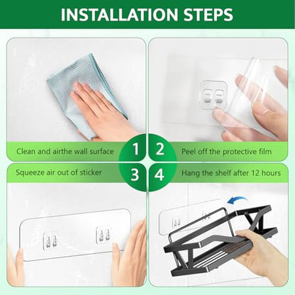 9 Pack Shower Caddy Adhesive Replacement Strips, Heavy Duty Clear Waterproof Sticky Hooks, No Drilling Wall Mount for Shower Shelves, Bathroom Storage, Kitchen Rack & Soap Holder - color: Transparent