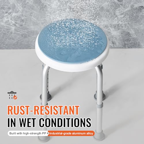 VEVOR Shower Chair for Inside Shower, 360 Degree Swivel Shower Seat, Adjustable Height Shower Stool, Non-Slip Bench Bathtub Seat Stool for Elderly Disabled Adults Handicap, 300 lbs Capacity - size: 300 lbs 360 Degree Swivel Seat