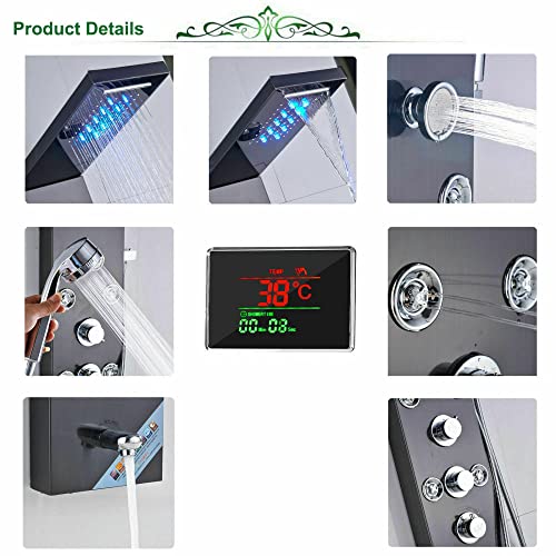 LED waterfall shower panel tower system body Jets column bathtub nozzle