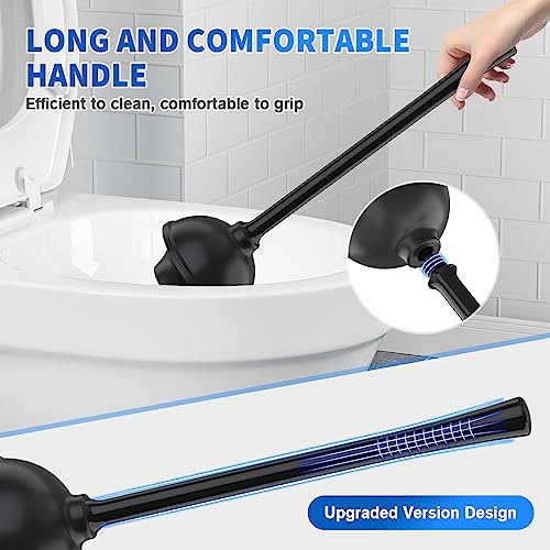 LOVLOY Toilet Plunger and Brush, Silicone Bowl Brush and Heavy Duty Toilet Plunger Set with Ventilated Holder, 2-in-1 Toilet Brush and Plunger Combo for 5.3-inch Toilet Drain Bathroom Cleaning - color: Black