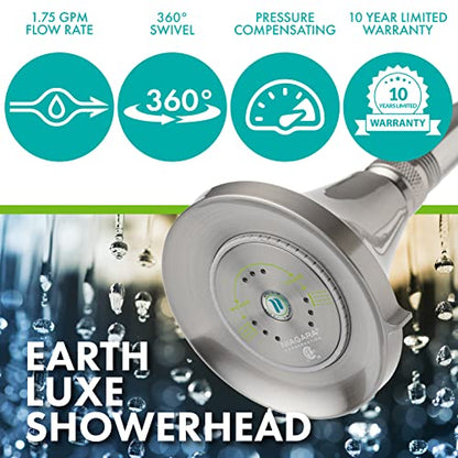 Niagra Conservation N3917BN Earth Luxe High Efficiency Showerhead, Brushed Nickel - color: Brushed Nickel, style: 1.75 GPM