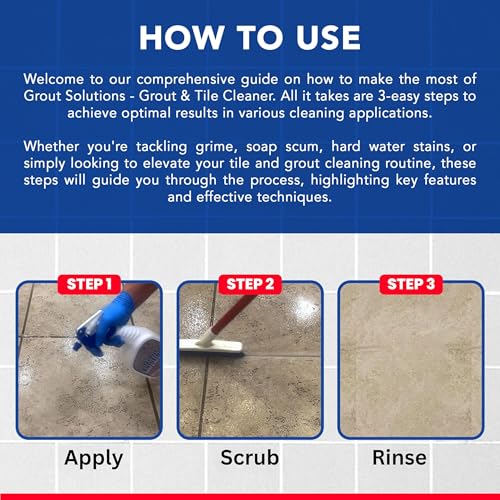 Professional-Grade Grout Cleaner for Tile, Ceramic, Porcelain & Marble – Acid-Free Formula for Safe, Deep Cleaning and Stain Removal - style: 32 oz Spray with Hand Brush and Cap