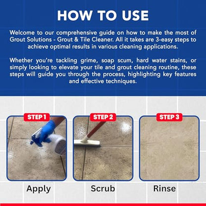 Professional-Grade Grout Cleaner for Tile, Ceramic, Porcelain & Marble – Acid-Free Formula for Safe, Deep Cleaning and Stain Removal - style: 32 oz Spray with Hand Brush and Cap