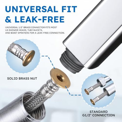 79" Shower Hose, Stainless Steel Shower Head Hose, Brushed Nickel | Stainless Steel Material, Stretchable Design, Tangle-Free Design, Double Buckle Design, Handheld Shower Hose for Bathroom - color: Brushed Nickel, size: 79inch