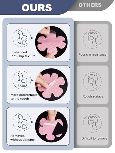 Secopad Bathtub Stickers Non-Slip, Safety Shower Treads Adhesive Appliques with Premium Scrape (Pink) - color: Pink