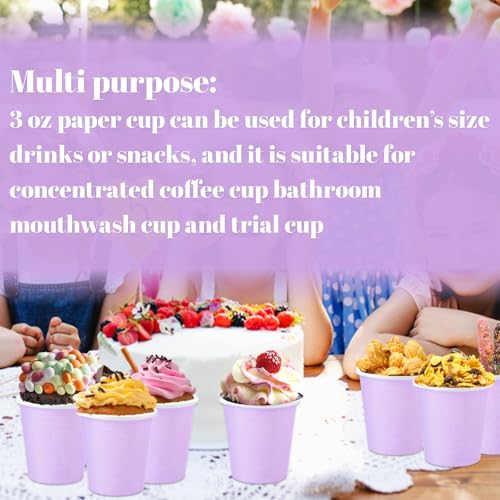 3 oz Disposable Paper Cups, 50 Pack Bathroom Cups Mouthwash Cups | Small Paper Cups, Mouthwash Cups Espresso Cup for Party, Bathroom and Office Campers (Purple) - color: Purple, size: 50 Count