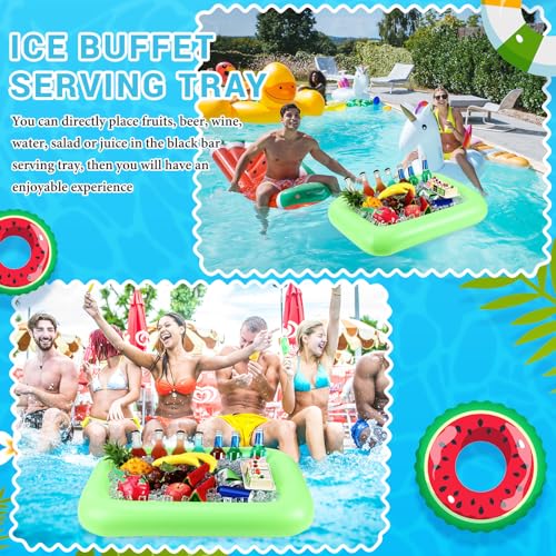 FillTouch Rectangular Inflatable Serving Bar Floating Drink Holder for Pool Inflatable Cup Holders Hot Tub Accessories, Adults Swimming Fun Drink Floats for Swimming Pool Party(Green) - color: Green