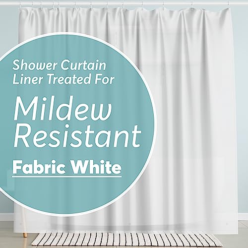 BigFoot Shower Curtain – 72 x 72 Fabric Premium Shower Curtain with Rustproof Metal Grommet and 3 Magnetic Weights – Odor Free and Compatible with Standard Showers, White - color: 4a Fabric White Premium, size: 72"W x 72"L (Pack of 1)