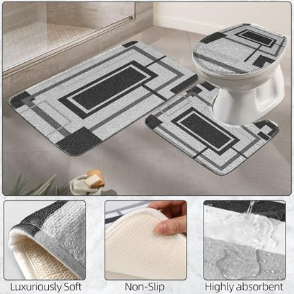 XLHOMO Black and Gold Bathroom Accessories Set - 24PCS with Shower Curtain, Rugs, and Waterproof Curtain Set - size: Bath Set+Shower Curtain+Bath Rugs, style: Black5