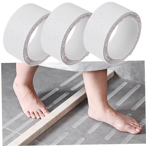 PRETYZOOM 3Rolls Transparent Bathtub Stickers Slip Decals for Bathroom Safety Self Adhesive Non Slip Stickers for Bathtubs and Floors Easy to Apply and