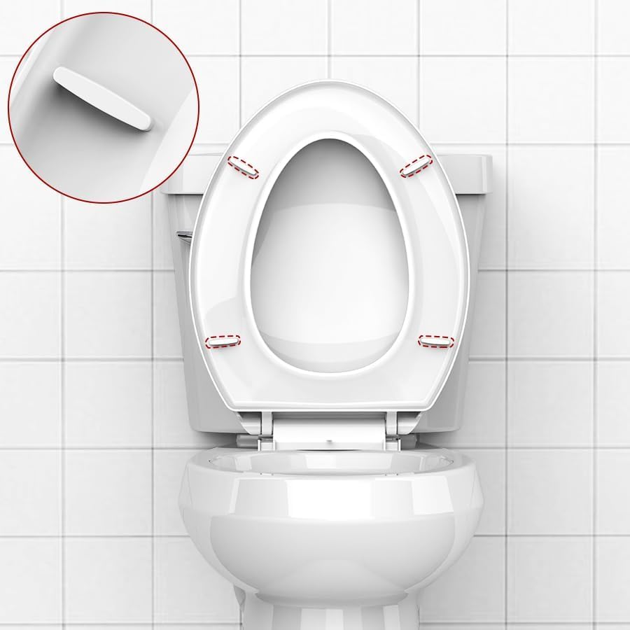 White Elongated Toilet Seat, Slow Close PP Plastic Toilet Cover with Quick-Release Hinges, Stain-Resistant & Easy Clean, Fits 18.5-19 inch Bowls - size: 19 inch
