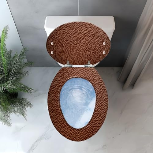 Elongated Resin Toilet Seat, Quietly Close Quick Release Hinges Cover | Toilet Lid Cover Easy to Clean and Install, Leather texture Heavy Duty Toilet Seat - color: pattern3, size: V-shape