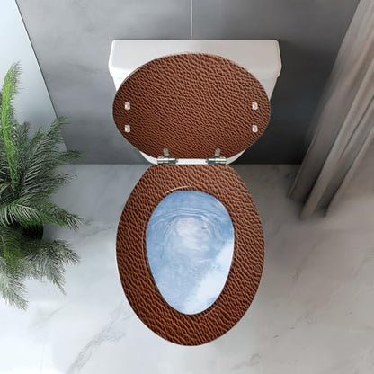 Elongated Resin Toilet Seat, Quietly Close Quick Release Hinges Cover | Toilet Lid Cover Easy to Clean and Install, Leather texture Heavy Duty Toilet Seat - color: pattern3, size: V-shape