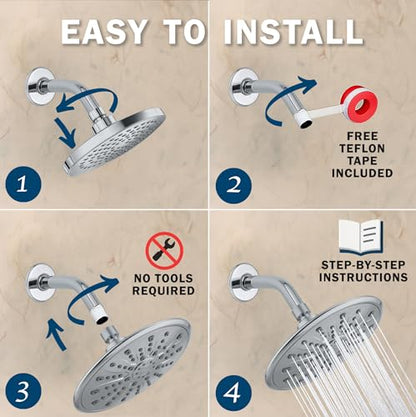 Luxury Rain Shower Head - 2.5 GPM - Polished Chrome | 9 Inch Large, High Flow, Overhead Rainfall Showerhead With Self-Clean Nozzles, Easy Install, Adjustable Brass Ball Joint - color: Polished Chrome, size: 2.5 GPM