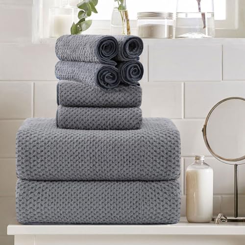 8 Piece Large Gray Family Bath Towel Set-2 Oversized Bath Towel Sheets,2 Hand Towels,4 Washcloths-600GSM Soft Highly Absorbent Quick Dry Beach Chair Towels Woven Towels for Bathroom Hotel and Spa - color: Gray, size: 8 Pcs Towel Set