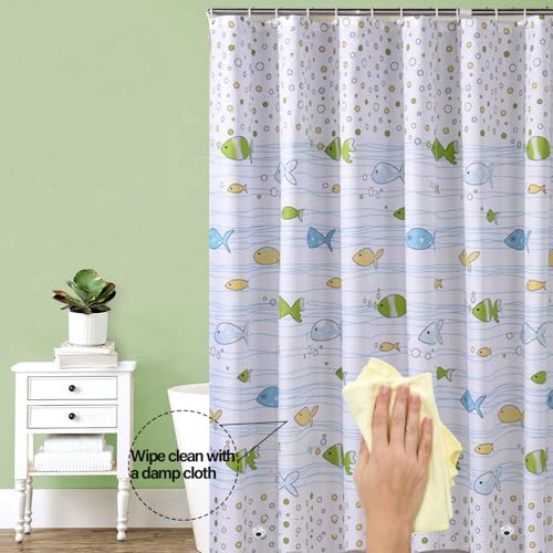 Plastic Shower Liner - Premium PEVA 4G Shower Curtain Liner with Rustproof Grommets and 3 Weighted Magnets, Waterproof Shower Curtains for Bathroom (Small Fish) - color: Small Fish, size: 71"W x 71"L (Pack of 1)