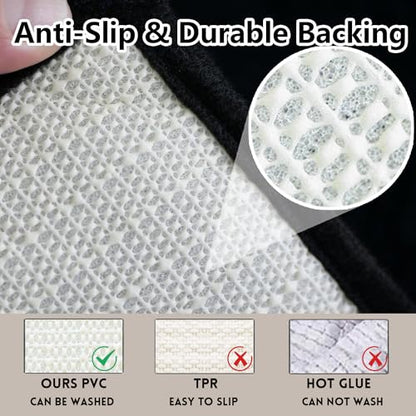 Bathroom Rugs Chenille, Extra Thick and Absorbent, Non-Slip, Machine Washable, Dry Quckily, Soft Cozy Plush, Used Under Shower Bathtub and Sink, Bath mat Sets Black - color: Black, size: 20 x 32 inch + 20 x 20 inch (U-Shape)