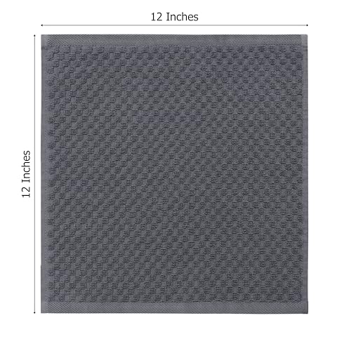 COTTON CRAFT Euro Spa Waffle Wash Cloth - Set of 12 Grey Washcloth | Luxury Face Towel Set - 100% Cotton - Soft Plush Absorbent Low Lint Quick Dry - Gym Shower Beach Bath Kitchen - 12x12 inches - color: Grey, size: 12 Pack Wash Cloths