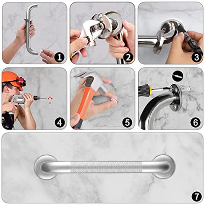 2 Pack 18 Inch Grab Bars for Showers Anti Slip Shower Grab Bars for Seniors | Stainless Steel Shower Handle Handicap Grab Bars Elderly Senior Assist Bathroom Saft Handle for Shower Bench ,Waterproof - size: 18 Inch