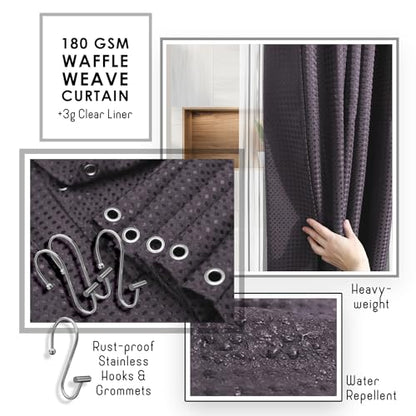 Clara Clark Bathroom Accessories Set - 27PC Bathroom Set with Adhesive Corner Shower Caddy Hanging, Bathroom Sets with Shower Curtain and Rugs, Purple Shower Curtain Set with Bathroom Trash Can | 27 Piece Purple Bathroom Sets with Shower Curtain and Rugs