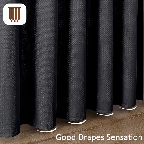 Black Fabric Shower Curtain 78 Inch Length 1 Piece, Embossed Textured Waffle Cloth Shower Curtains for Bathroom Modern Hotel Spa, Water Resistant Machine Washable, 72Wx78L Inches - color: Black, size: 72"W x 78"L (Pack of 1)