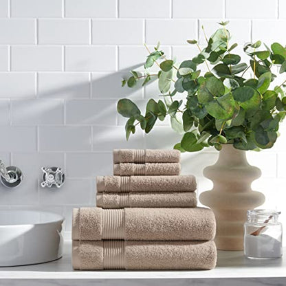 Arkwright Solid 6 Piece Bath Towel Set, 100% Cotton 600 GSM Soft Absorbent Bathroom Towels for Hotel, Spa or Vacation Rental, Latte Beige (2 Bath Towels, 2 Hand Towels, 2 Washcloths) - color: Latte Beige