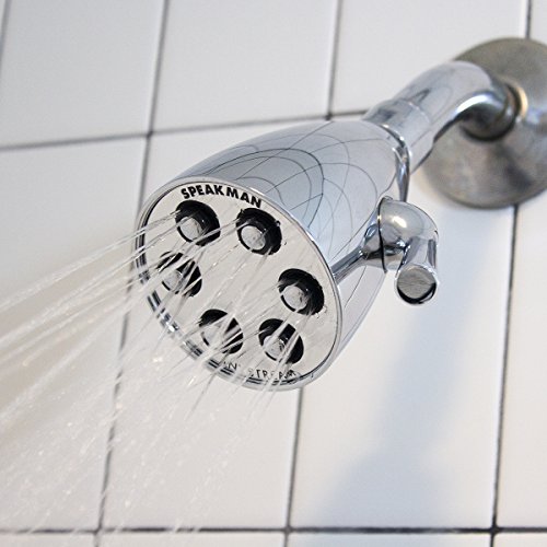 Speakman S-2252 Signature Icon Anystream Adjustable High Pressure Shower Head-2.5 GPM Solid Brass Replacement Bathroom Showerhead, Polished Chrome Finish - color: Polished Chrome, size: 2.5 GPM, style: Transitional