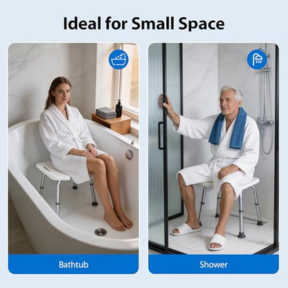 Shower Chair for Inside Shower, 400 lbs Shower Stool with Adjustable Height, Shower Seat for Inside Tub Bathroom Non-Slip Bench Bath Shower Chair for Elderly and Disabled, Adults,Seniors, White