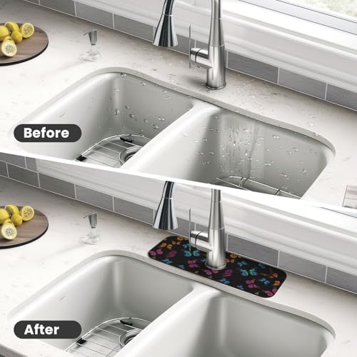Butterfly Abstract Butterflies Kitchen Sink Splash Guard Faucet Mat Super Absorbent Fast Drying Mat Sink Gadgets-Fast Drying Pad Sink Mat For Kitchen Bathroom (15" X 5.5" ) - color: Butterfly