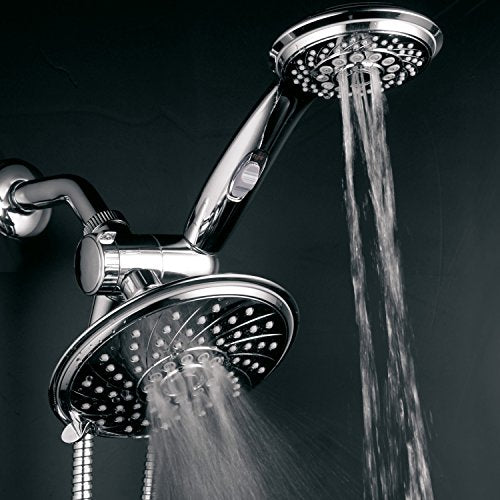 HotelSpa - Shower Heads with Handheld Spray - High Pressure Shower Head - 6 Inch Showerhead, 4 Inch Handheld Shower Head - 2-in-1, 30-Setting Shower Heads, 5-to-7 Foot Shower Hose, Showerspa (Chrome) - color: Chrome