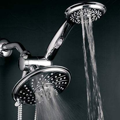 HotelSpa - Shower Heads with Handheld Spray - High Pressure Shower Head - 6 Inch Showerhead, 4 Inch Handheld Shower Head - 2-in-1, 30-Setting Shower Heads, 5-to-7 Foot Shower Hose, Showerspa (Chrome) - color: Chrome