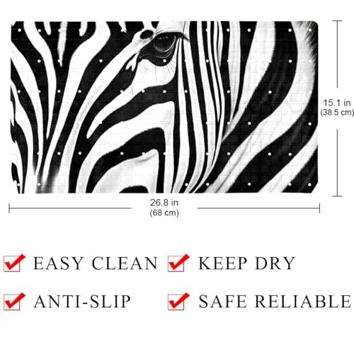 Non Slip Shower Mat Bathtub Mat 15.1x26.8 Inch, Quick Dry Bath Mat with Drain, Soft PVC Bath Mats for Bathroom Tub Shower Floor, Zebra - color: Multi 1