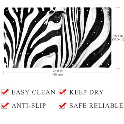 Non Slip Shower Mat Bathtub Mat 15.1x26.8 Inch, Quick Dry Bath Mat with Drain, Soft PVC Bath Mats for Bathroom Tub Shower Floor, Zebra - color: Multi 1