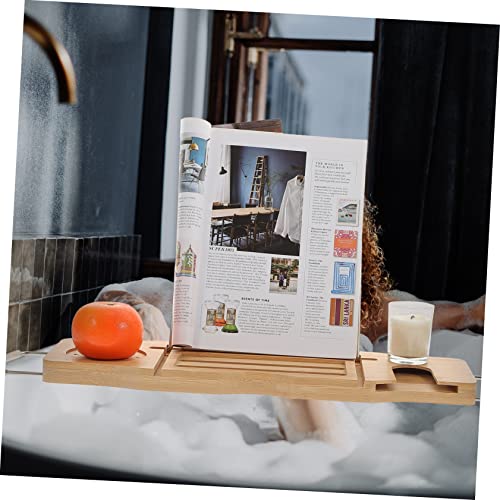 Adjustable Bamboo Bathtub Tray Phone Holder Expandable Bath Table for Luxury Baths 1-Piece Wooden Shelf for Relaxing Soaks